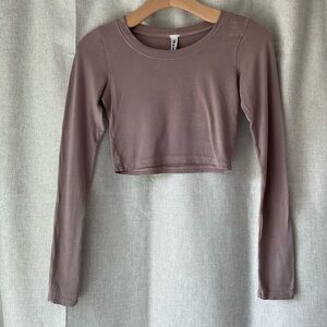 Women's Long Sleeve Crop Top - Mauve